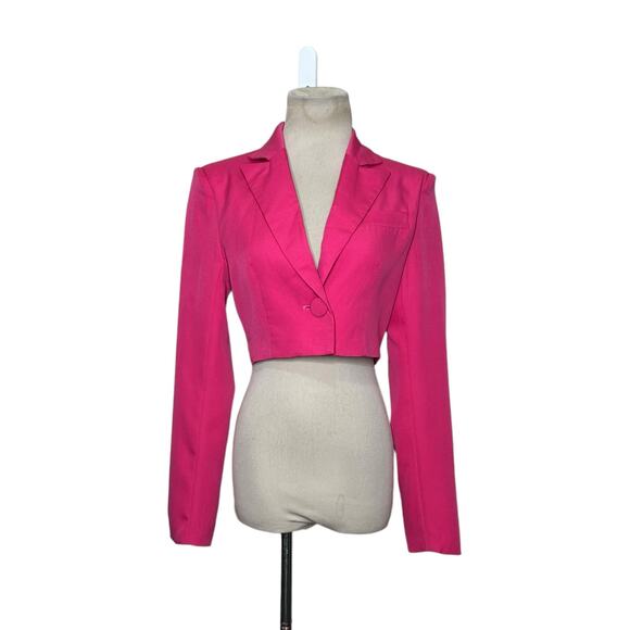 Club L London bubble gum pink one button crop boxy blazer size 4 - Picture 1 of 16